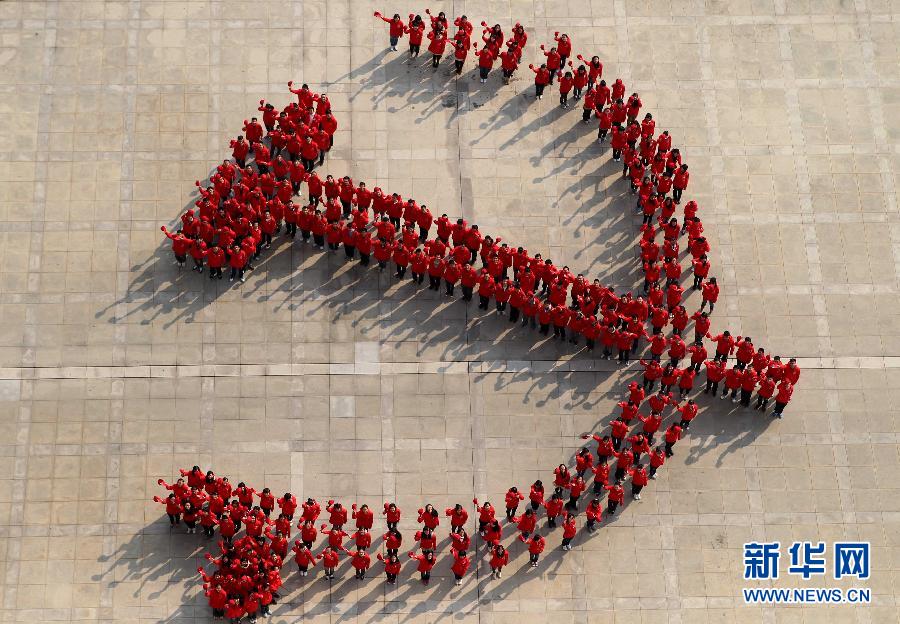 “党徽”造型喜迎十八大