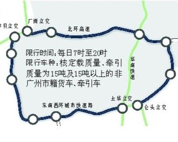 广州分时段限行外地牌15吨以上货车-高速公路