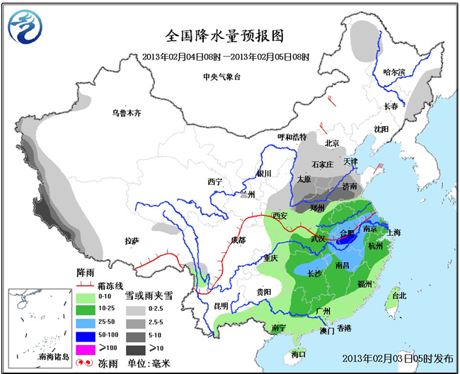 气象局:我国中东部雨雪"闹"小年 藏南有强降雪