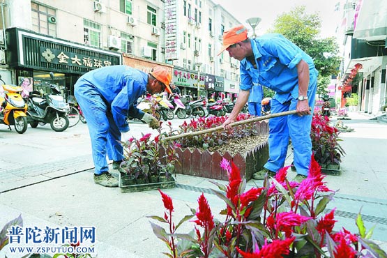 步行街绿化换新貌