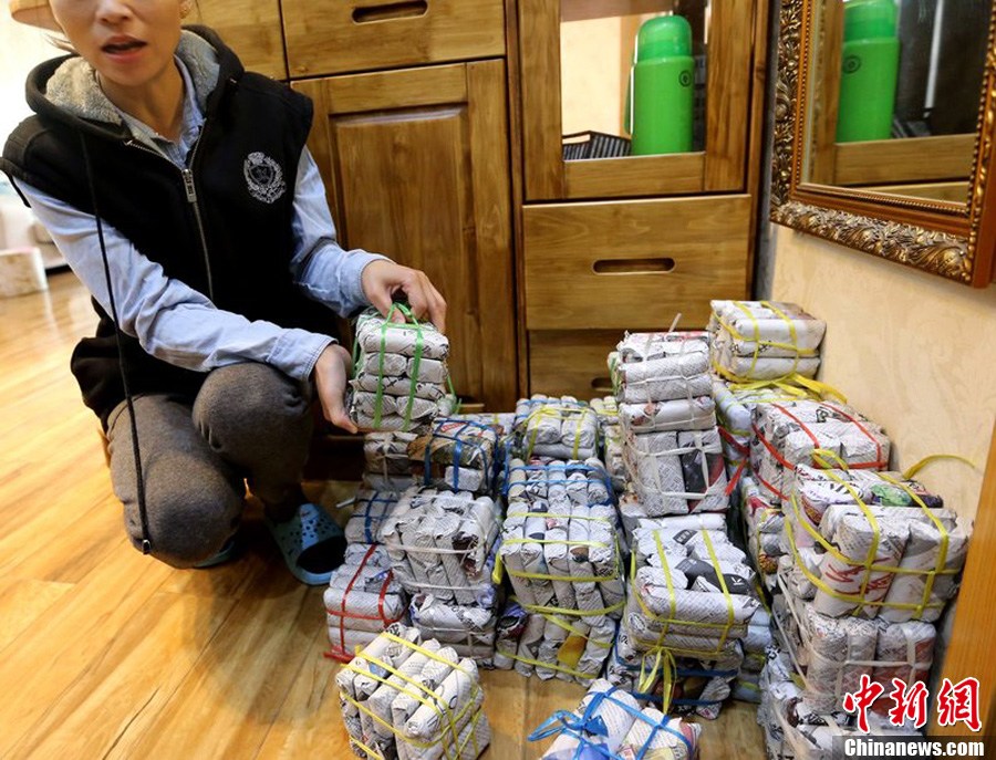 女子收5万一元硬币工程款