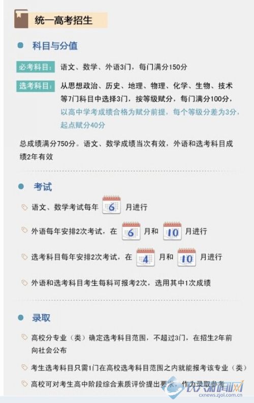 浙江省高考改革方案今日公布 文理不分科(图)