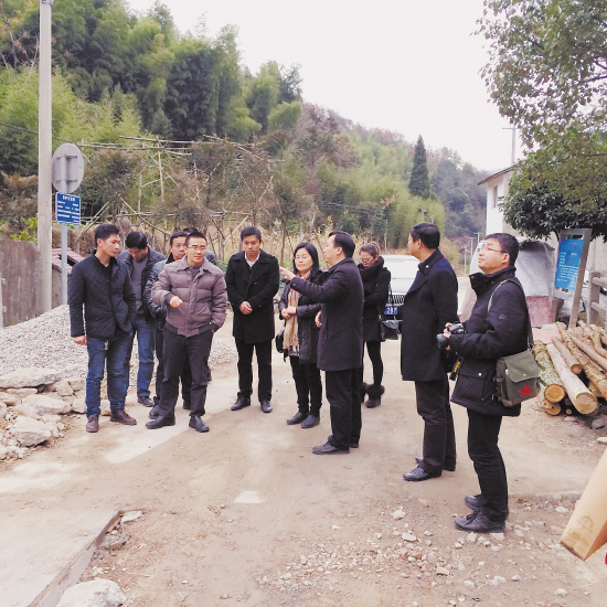 图为2015年1月28日,区农办主任戴庭曦(左四)指导宁溪镇乌岩头村历史