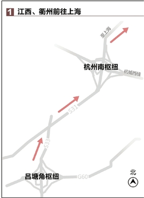 建议在吕塘角枢纽转龙丽温高速,杭新景高速后,从杭州绕城高速前往.