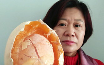 一母鸡产下121克蛋中蛋