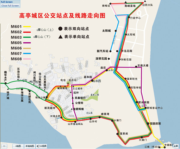 岱山县城乡及城区公交线路图