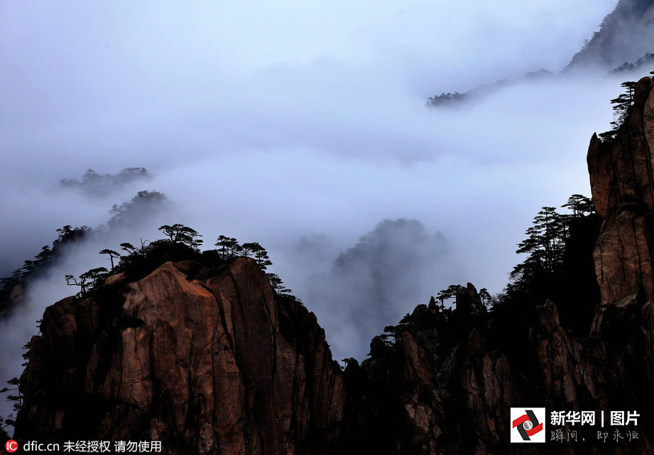 雨后黄现“瀑布流云”