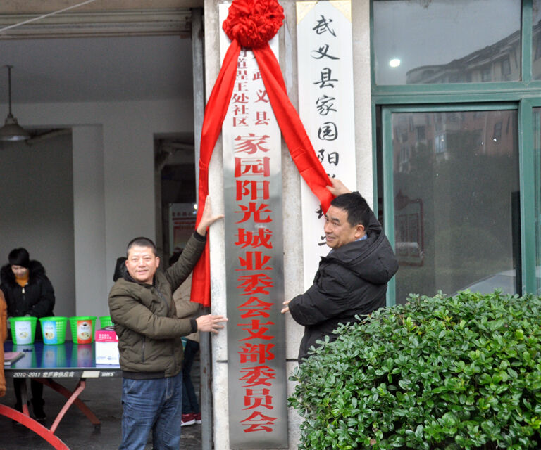 近日,白洋街道程王处社区家园阳光城业委会党支部挂牌成立.