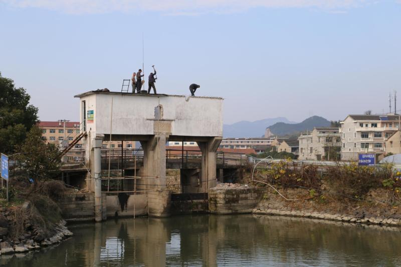 节前抢修水闸防排涝