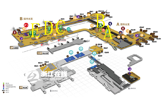 杭州机场内部地图图片
