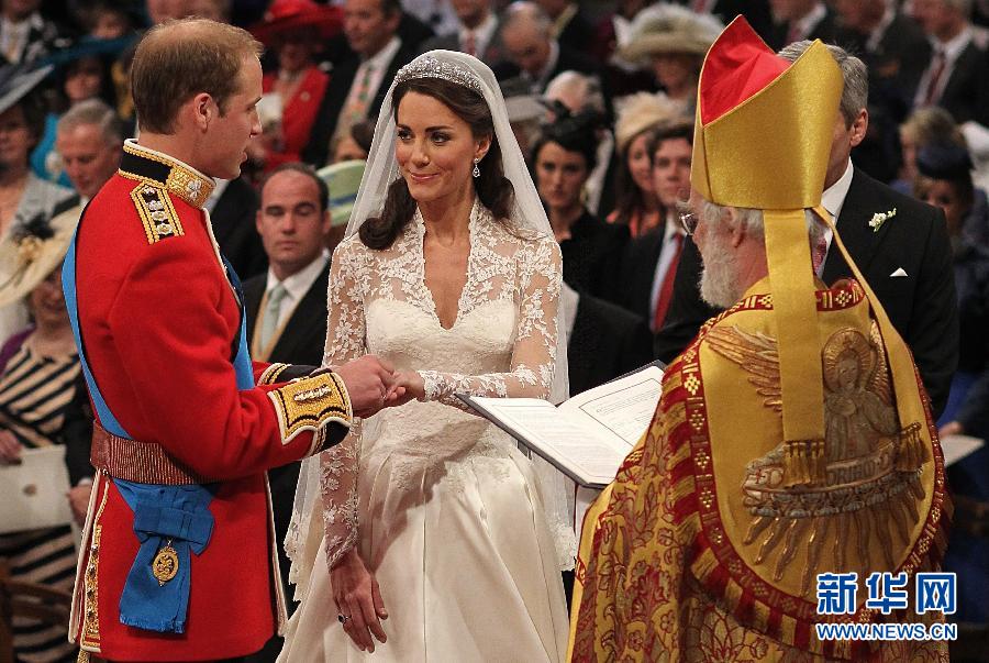 英国威廉王子和凯特·米德尔顿在伦敦的威斯敏斯特教堂举行婚礼