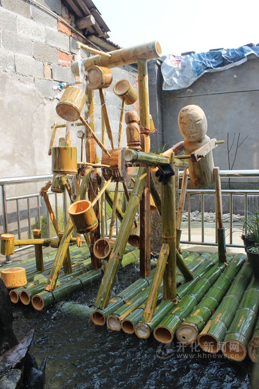 马金一村民自制竹子水车这个创造有点牛