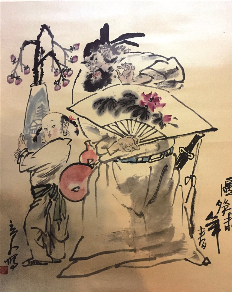 凛烈威风护众生张立人国画端午花神钟馗赏析